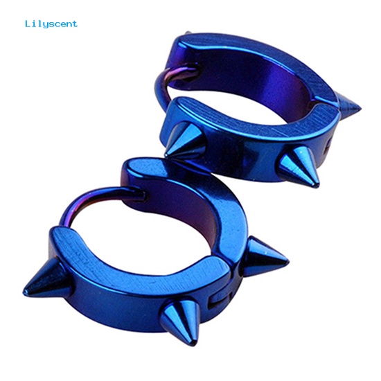 Lilyscent Unisex Baja Titanium Punk Rivet Ear Studs Spike Hoop Huggie Piercing Earrings