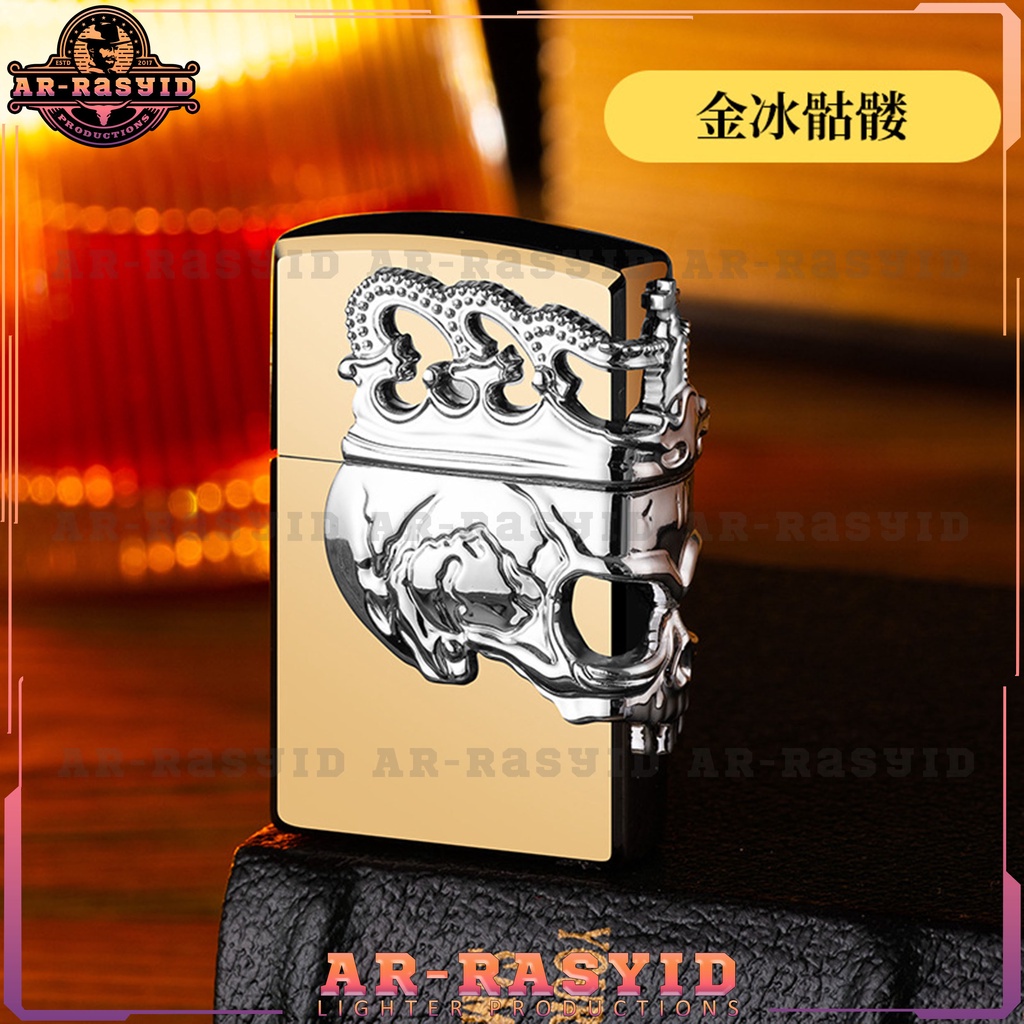 TERBARU! Korek Api Roda Api Gas Crown Skull Tengkorak Lighter XF-1913-1 BISA COD!