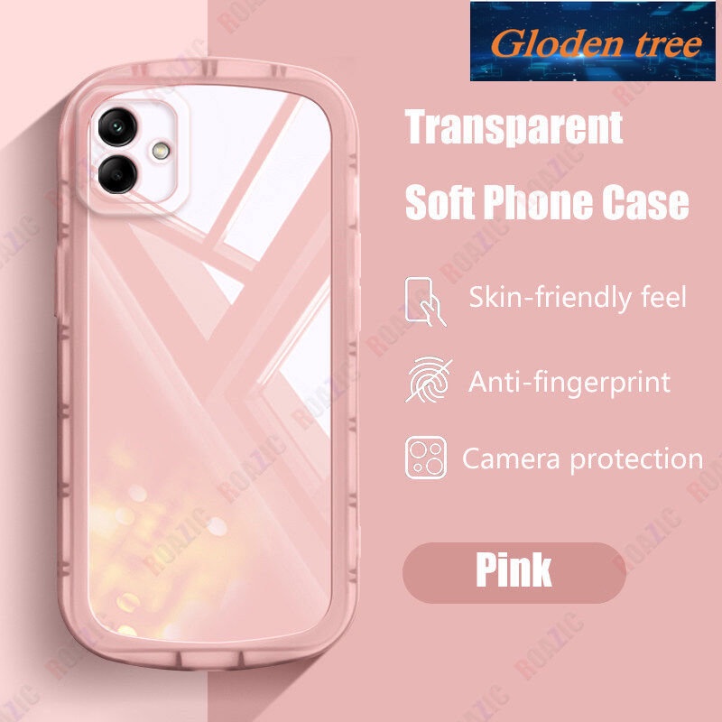 Gloden tree Transparan Sederhana Ponsel Case Untuk Samsung Galaxy A04 Ins Silikon Lembut Shockproof Casing Full Cover Lensa Kamera Perlindungan Cover