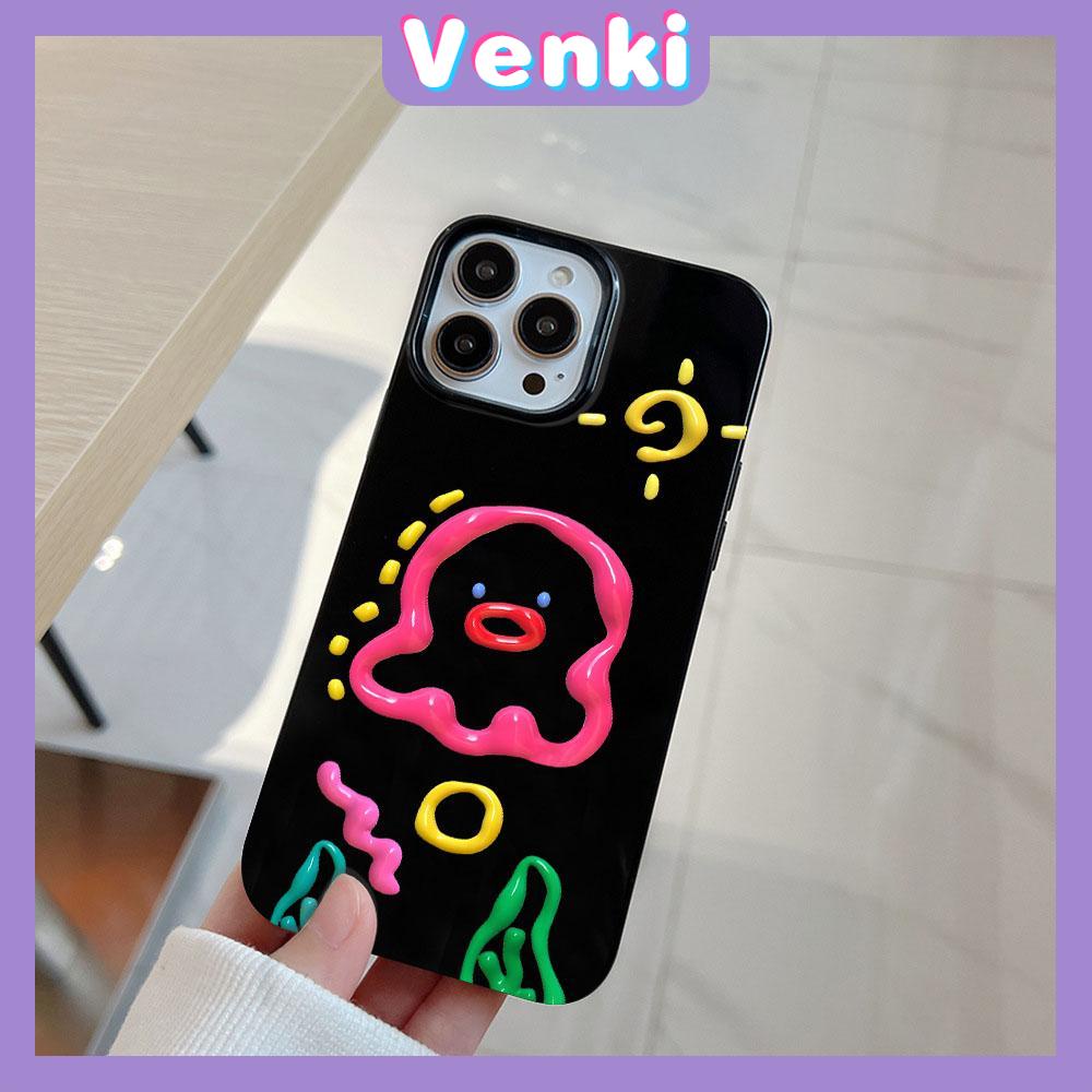 iPhone Case Soft TPU Glossy Black Candy Case Cute Color Graffiti Octopus Camera Protection Shockproof For iPhone 14 13 12 11 Pro Max 7 8 Plus X XR