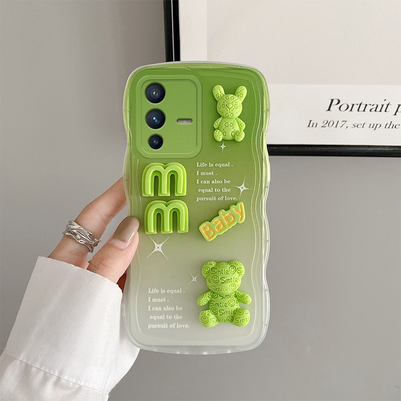 Andyh Casing Ponsel Untuk Vivo V23 Pro 5G Phone Case 3D Alphabet Bear Pelindung Kamera Pelindung Penutup Belakang Couple Case