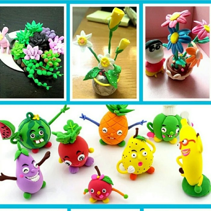 POLYMER CLAY / Mainan Lilin Plastisin Warna warni isi 12pcs Mainan Edukasi / Magic Clay / Lilin Mainan / Mainan Anak