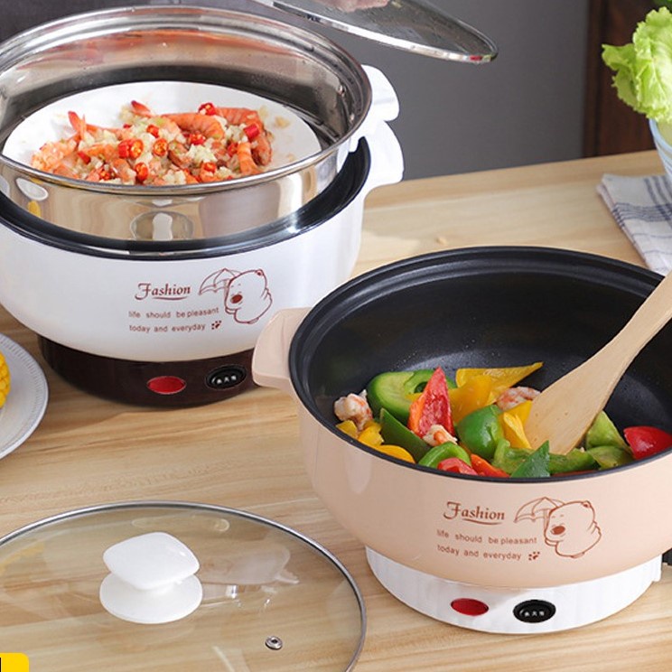 PROMO!!! Panci Kapasitas Besar Listrik Multifungsi Free kukusan / Steamer Stainless Lapis Keramik Teflon 2,4 L