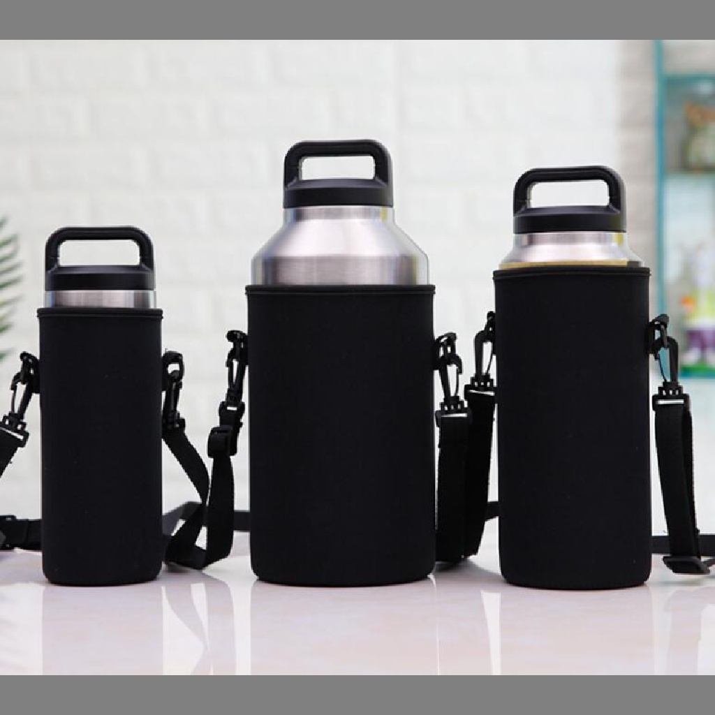 1x Neoprene Water Bottle Carrier Insulated Cup Holder Dengan Strap Jelly