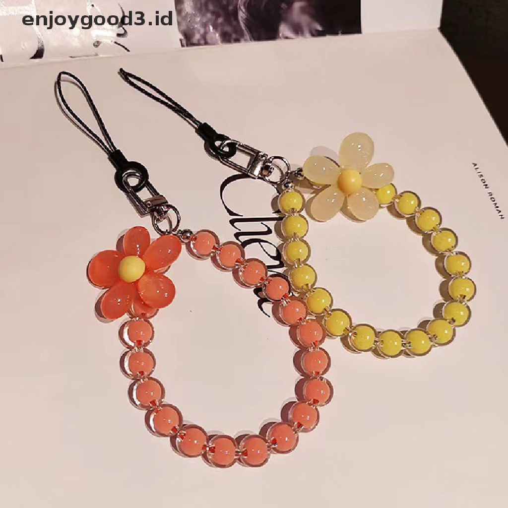 [Rready Stock] 1Pc Manik-Manik Bunga Warna-Warni Ponsel Pesona Tali Rantai Lanyard Wanita Gadis (ID)