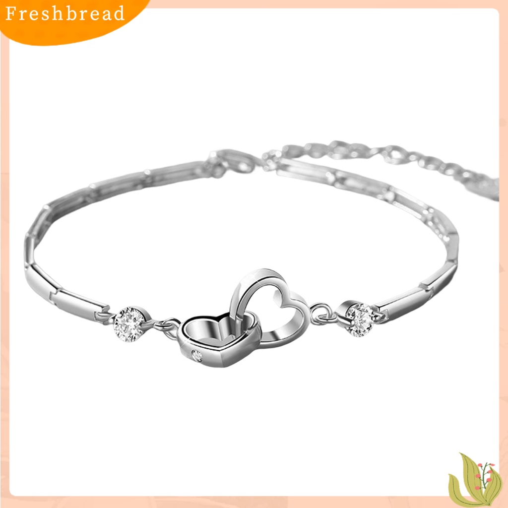 &lt; Freshbread &gt; Wanita Gelang Warna Solid Halus Berongga Keluar Adjustable Berlian Imitasi Rantai Pergelangan Tangan Hadiah Pernikahan