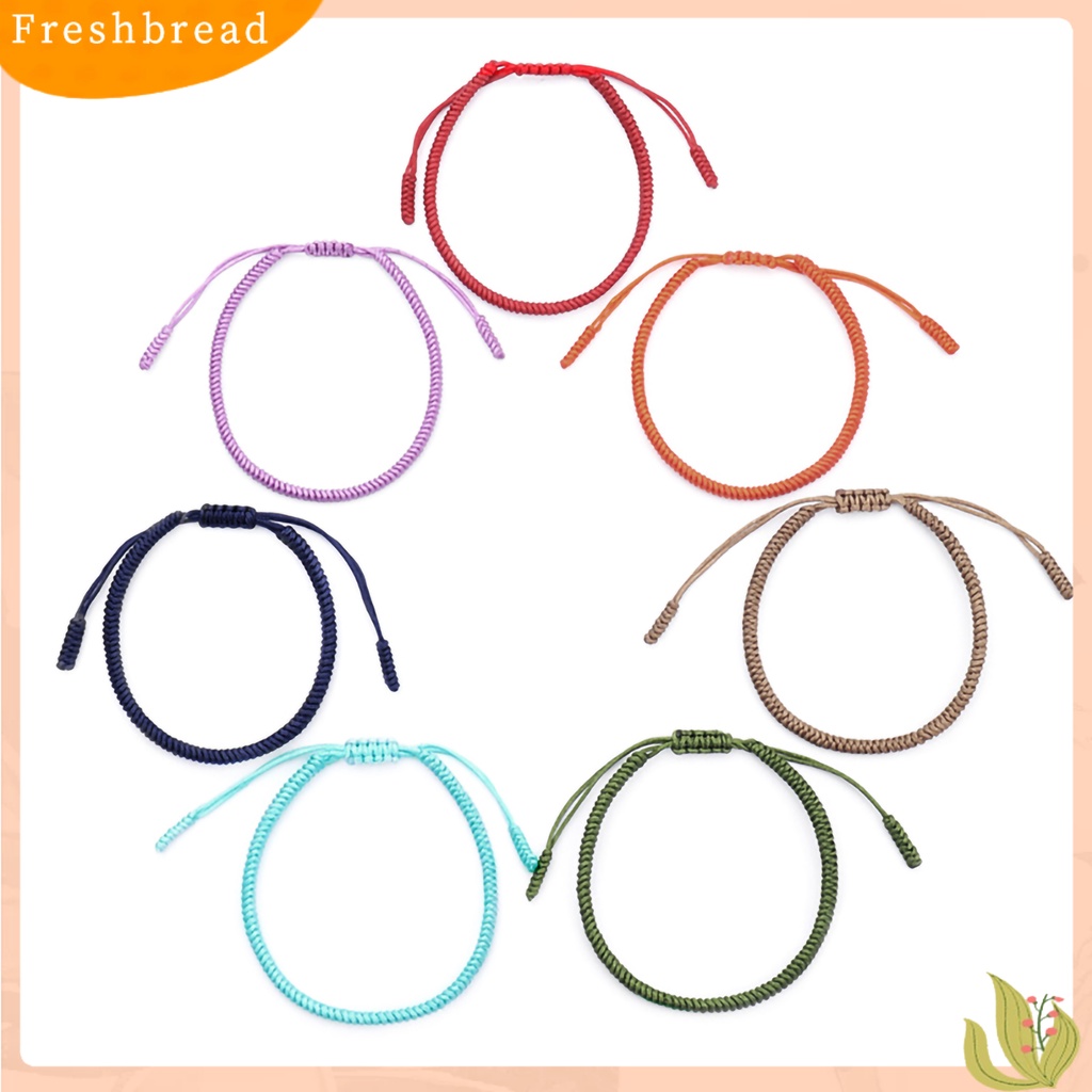 &lt; Freshbread &gt; Gelang Unisex Warna Solid Handmade Tali Kepang Perhiasan Bangle Keberuntungan Untuk Pesta