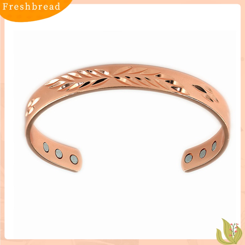 &lt; Freshbread &gt; Opening Bangle Adjustable Electroplating Lebar Elegan Dipoles Hadiah Rose Warna Emas Pria Wanita Motif Daun Cuff Gelang Untuk Harian