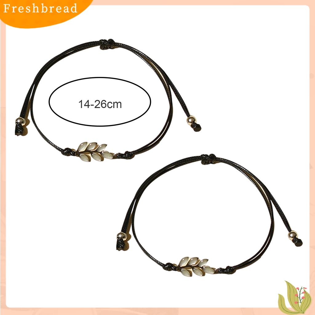 &lt; Freshbread &gt; 2Pcs Pesona Gelang Daun Bercahaya Menawan Buatan Tangan Hias Adjustable Dekorasi Kepribadian Cahaya Biru Neon Gelang Perhiasan Aksesori