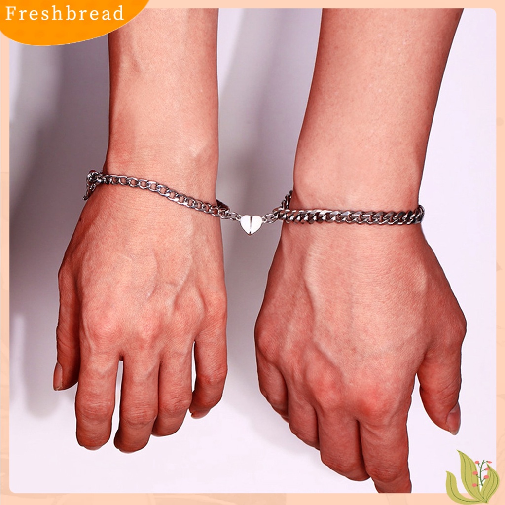 &lt; Freshbread &gt; 1pasang ic Gelang Electroplating Unisex Liontin Jantung Anti-Karat Rantai Salib Menghias Pecinta Menawan Atraksi Jantung Gelang Perhiasan Aksesori