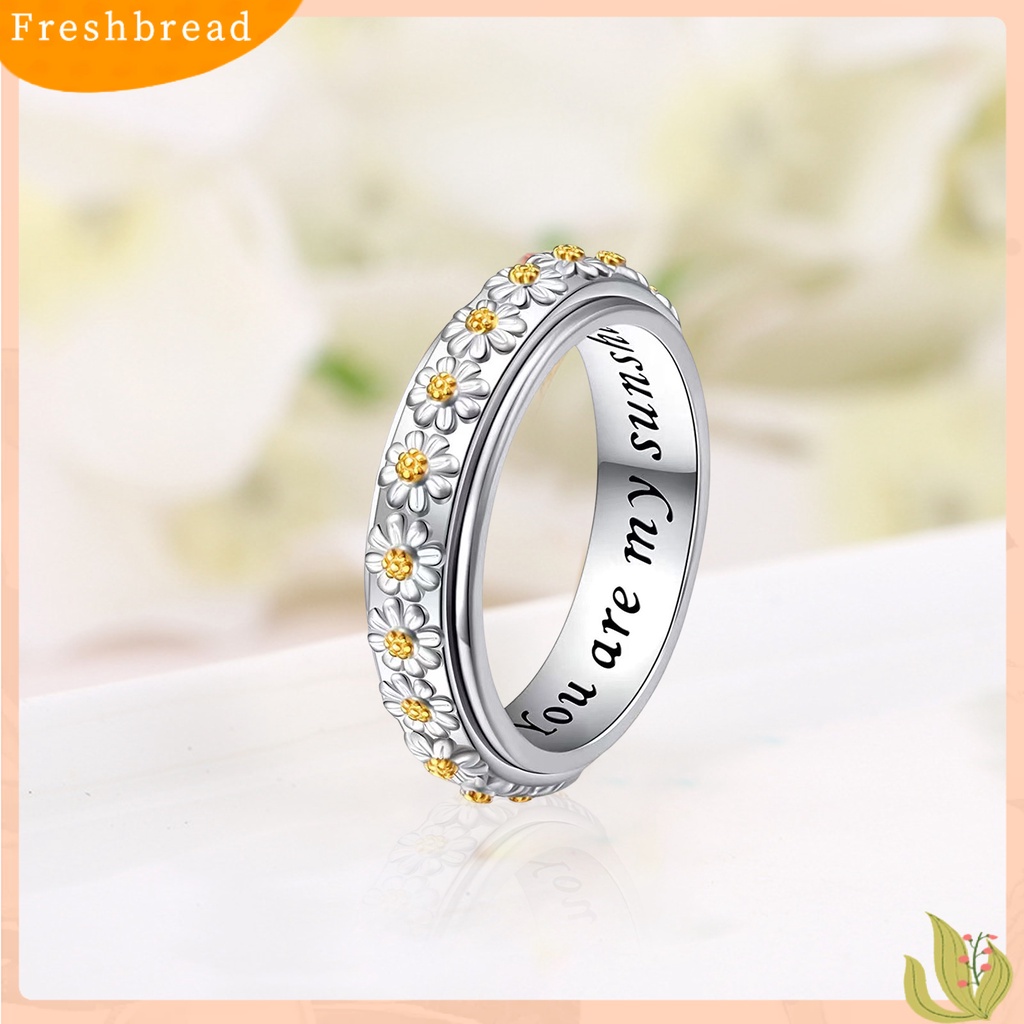 &lt; Freshbread &gt; Cincin Jari Indah Tahan Aus Yang Dapat Diputar Pola Geometris Retro Dekorasi Electroplating Bunga Diukir Buku Jari Cincin Perhiasan Fashion