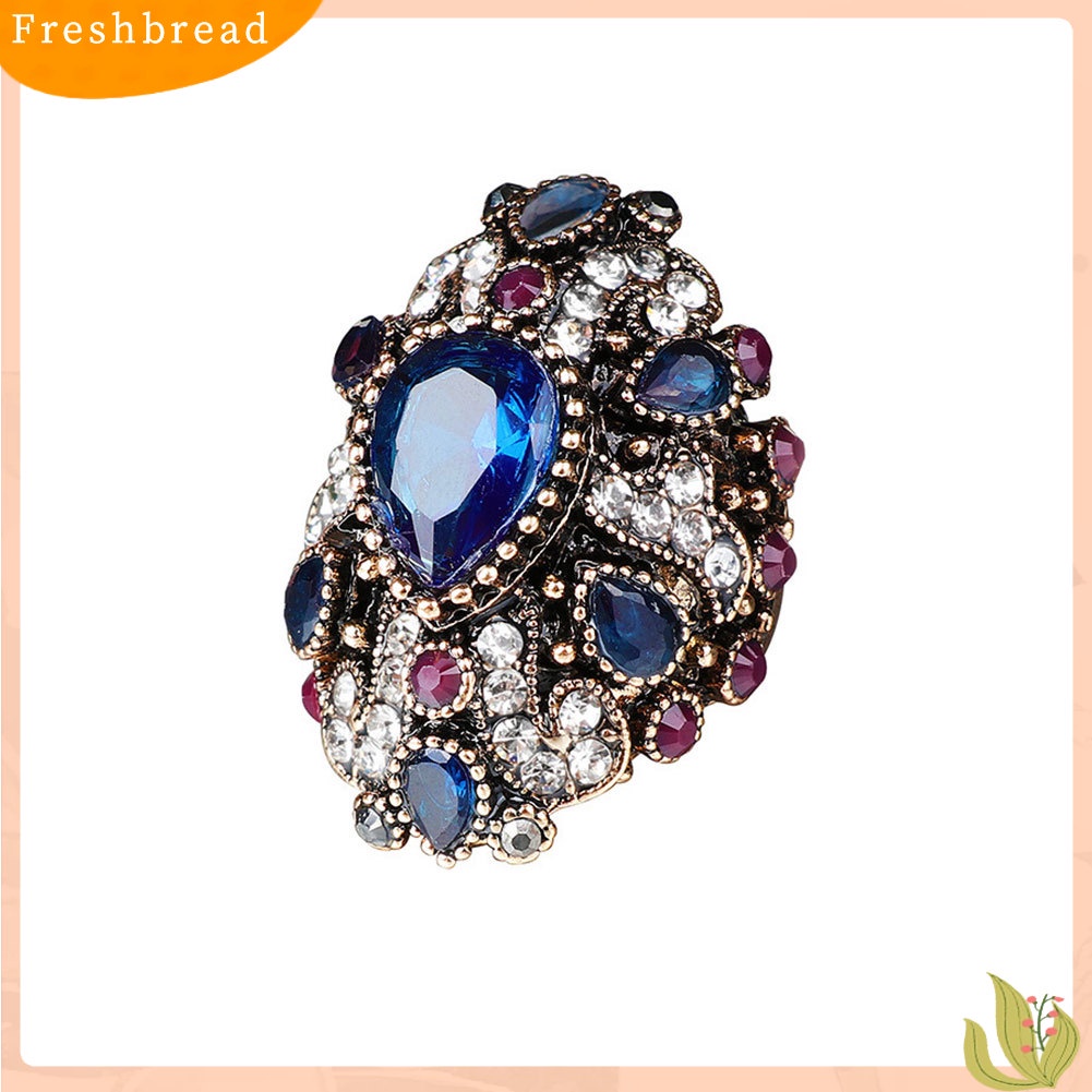 &lt; Freshbread &gt; Fashion Berlian Imitasi Mengkilap Punk Wanita Jari Cincin Pernyataan Perhiasan Hadiah Pesta