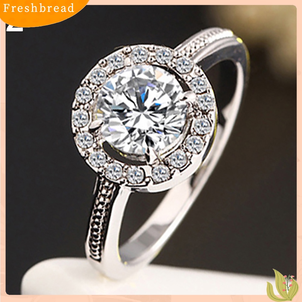 &lt; Freshbread &gt; Fashion Wanita Berlapis Emas/Perak Zirkon Jari Cincin Pernikahan Pertunangan Perhiasan