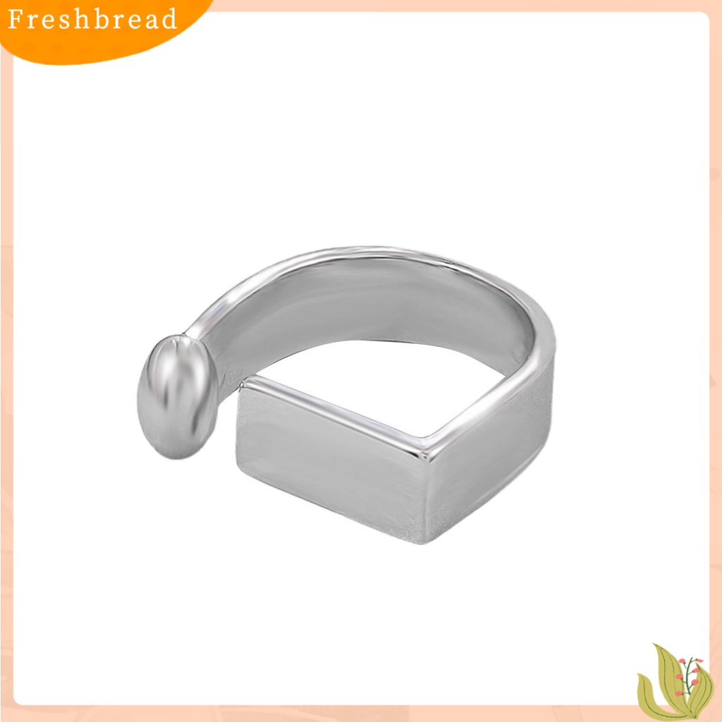 &lt; Freshbread &gt; Lebar Sederhana Paduan Unisex Cincin Berbentuk U Cincin Jari Terbuka Aksesori Perhiasan