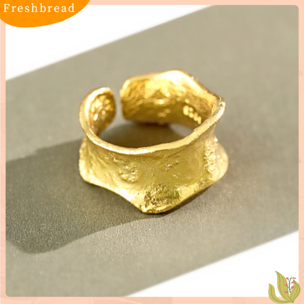 &lt; Freshbread &gt; Openging Adjustable Women Ring Alloy Permukaan Kasar Lebar Klasik Cincin Perhiasan Accessaries