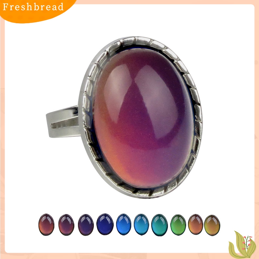 &lt; Freshbread &gt; Fashion Wanita Permata Imitasi Suhu Suasana Hati Berubah Warna Jari Cincin Perhiasan Decor