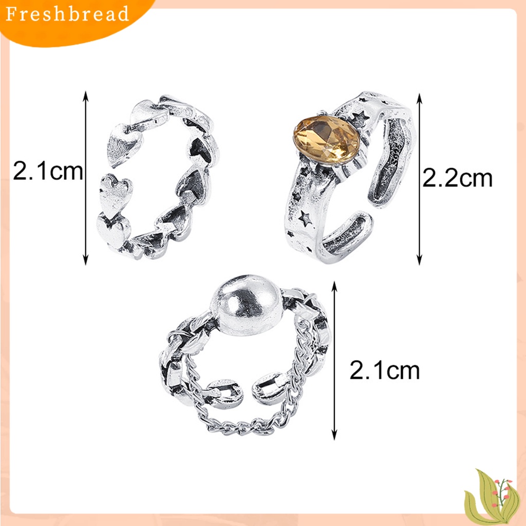 &lt; Freshbread &gt; 3 Pcs/5 Pcs Knuckle Rings Hollow Keluar Jantung Alloy Stackable Opening Rings Aksesoris Perhiasan