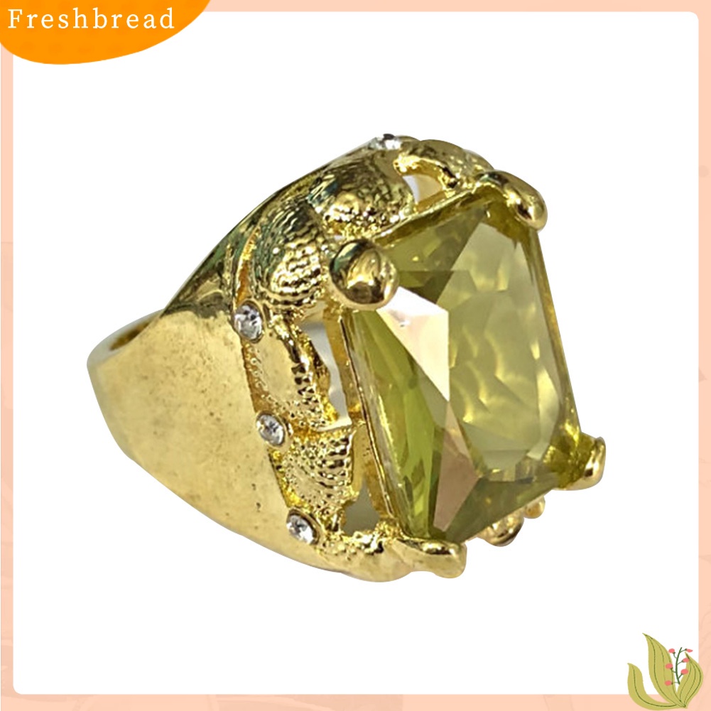 &lt; Freshbread &gt; Putri Cantik Potong Imitasi Citrine Besar Cincin Unisex Perhiasan Pertunangan Pernikahan