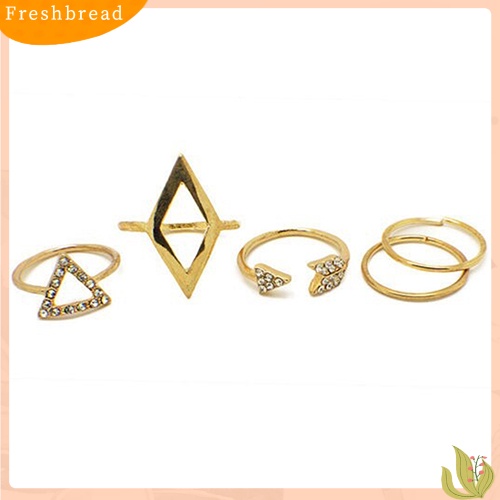 &lt; Freshbread &gt; 5pcs/Set Berlian Imitasi Diatas Buku Jari Midi Cincin Susun Rings Boho Jewelry