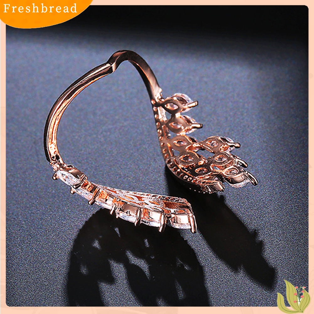 &lt; Freshbread &gt; Fashion Wanita Cubic Zirconia Bertatahkan Cincin Jari Terbuka Adjustable Perhiasan Hadiah