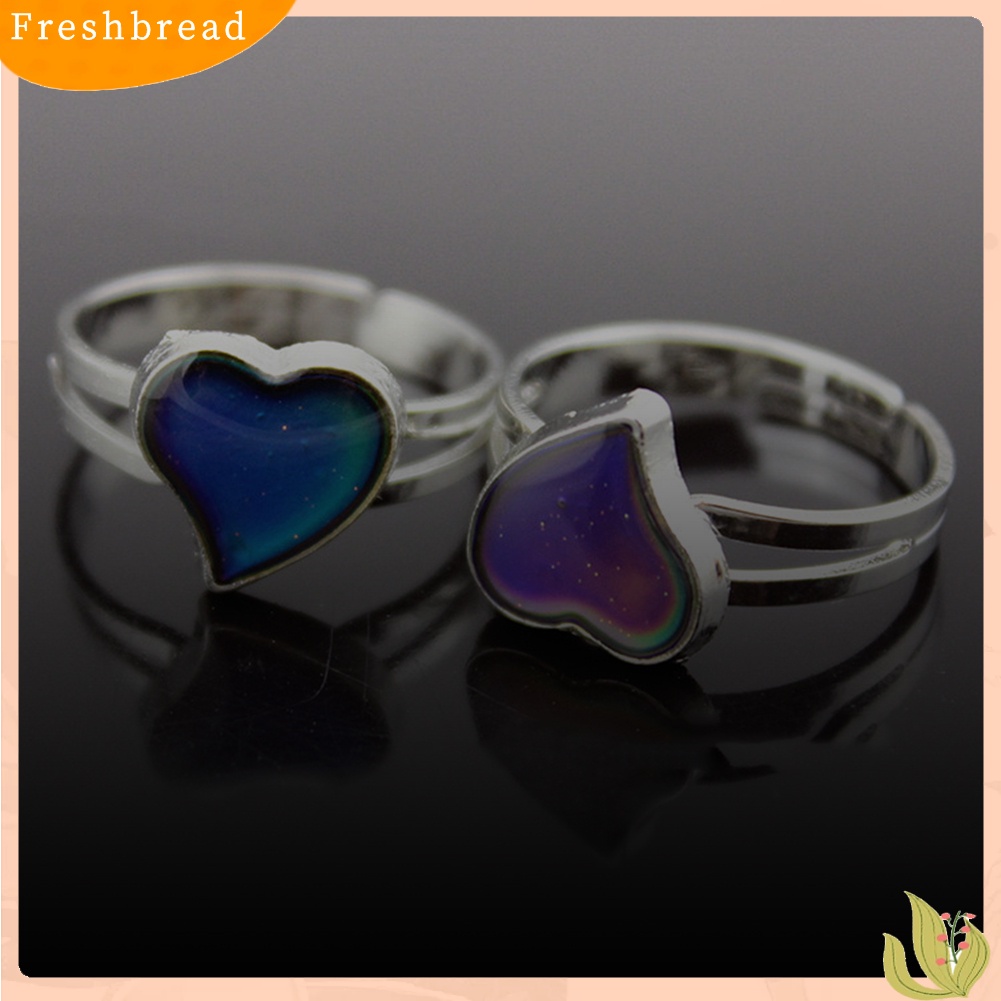 &lt; Freshbread &gt; Unisex Fashion Bentuk Hati Berubah Warna Mood Jewelry Lovers Couple Ring