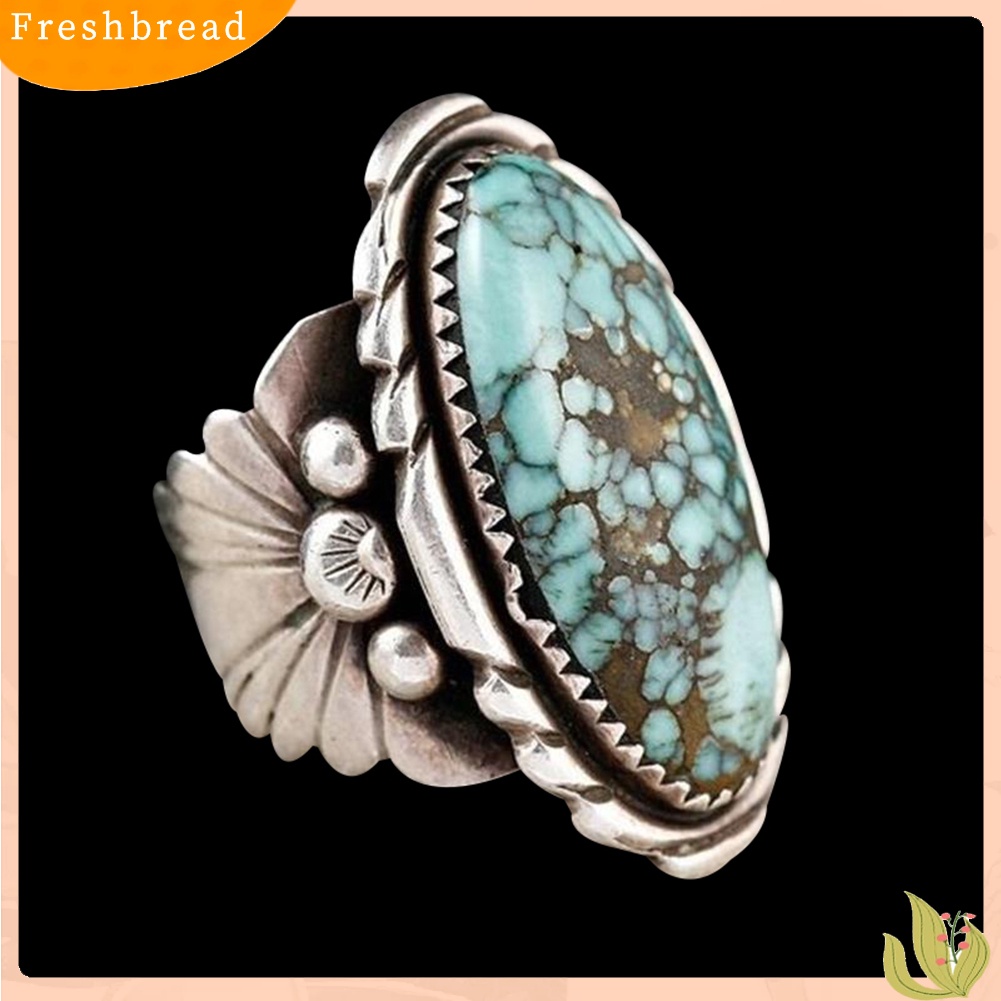 &lt; Freshbread &gt; Antik Wanita Pria Oval Pirus Ukir Jari Cincin Cosplay Pesta Perhiasan Hadiah