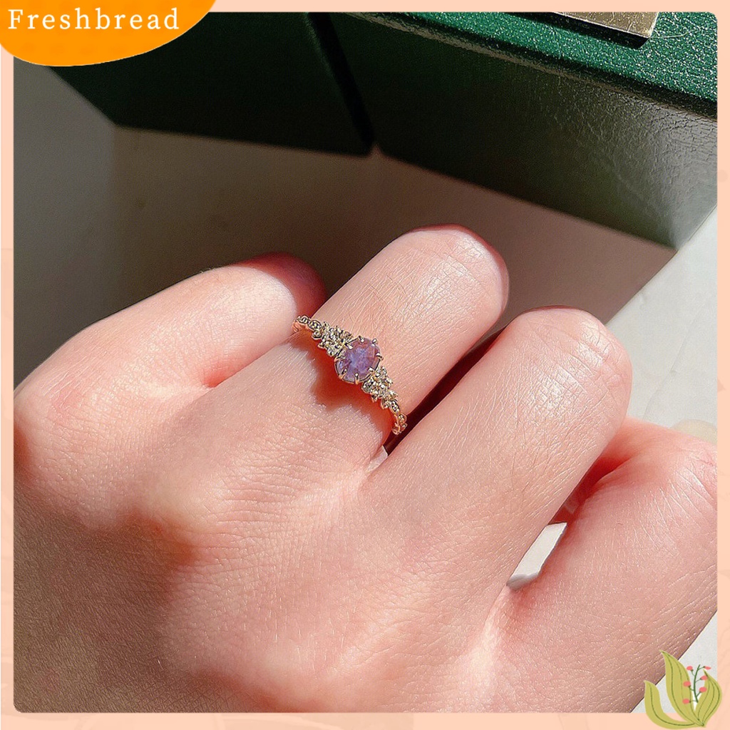 &lt; Freshbread &gt; Wanita Cincin Electroplating Shiny Daun Zaitun Pengerjaan Halus Menawan Dekorasi Unfading Sparkling Cubic Zirconia Engagement Ring Jewelry Anniversary