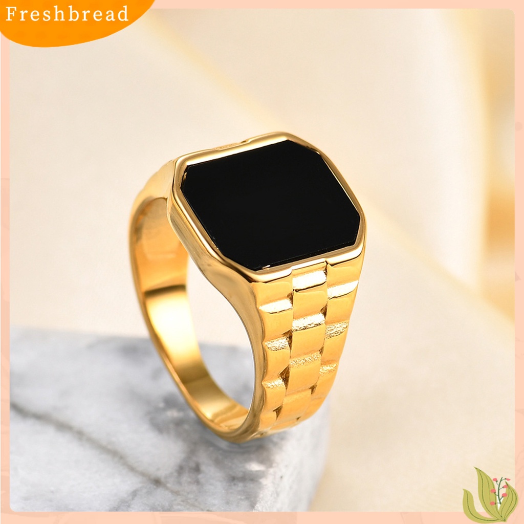 &lt; Freshbread &gt; Wanita Cincin Gaya Sederhana Warna Vibrant Tahan Karat Luntur Mengkilap Hias Baja Titanium Vintage Mewah Square Lady Ring Perhiasan Fashion Untuk Wanita