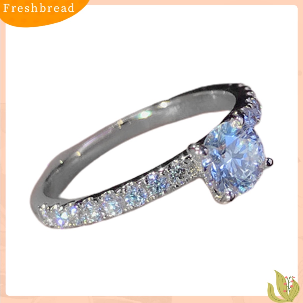 &lt; Freshbread &gt; Wanita Cincin Bulat Berlian Imitasi Perhiasan Fashion Penampilan Electroplated Finger Ring Untuk Pernikahan