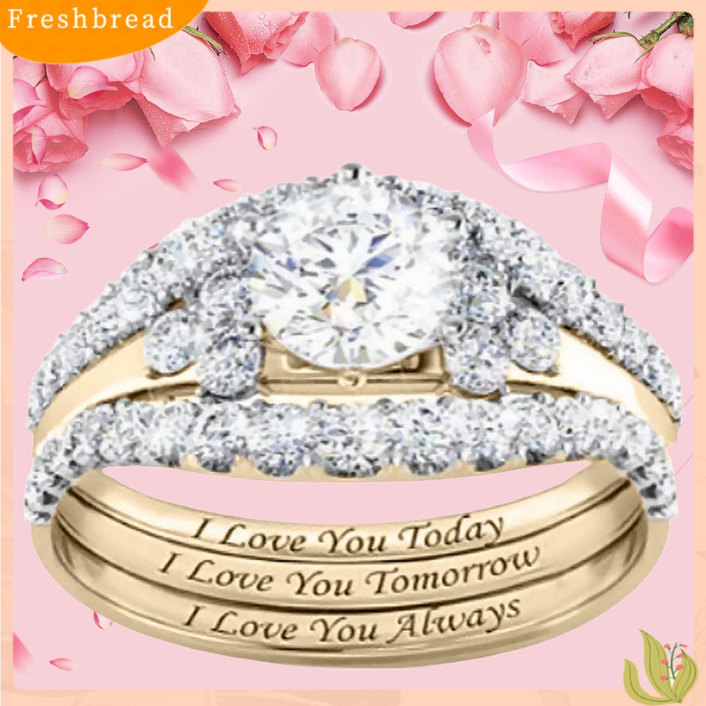 &lt; Freshbread &gt; 1set Cincin Wanita Electroplate Berkilau Alloy Halus Ladies Finger Ring Untuk Pesta