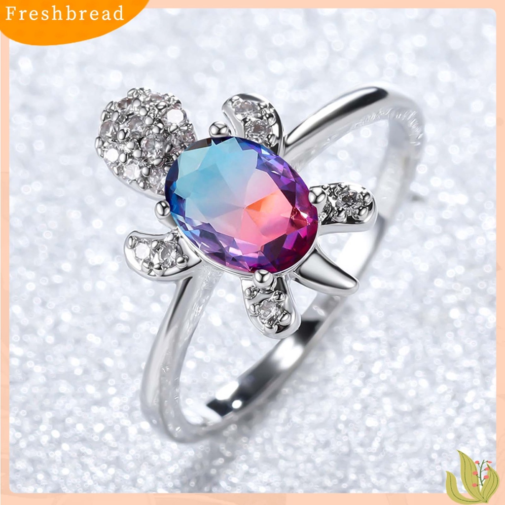 &lt; Freshbread &gt; Cincin Couple Bentuk Kura Berlian Imitasi Perhiasan Cincin Kilau Terang Indah Untuk Tunangan