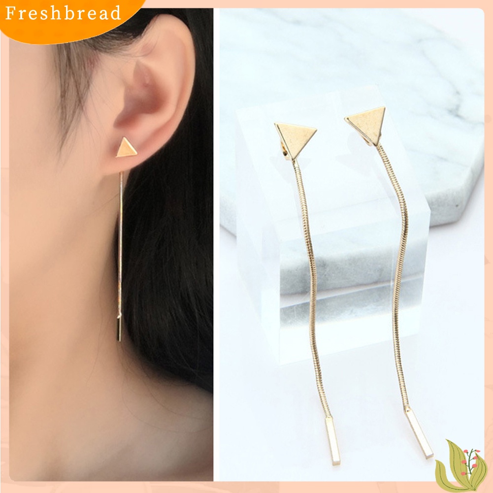 &lt; Freshbread &gt; Wanita Fashion Geometris Segitiga Stud Anting Rumbai Panjang Pesta Perhiasan Hadiah