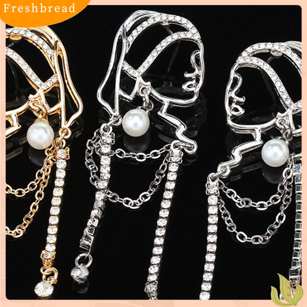 &lt; Freshbread &gt; 1pasang Anting Lady Mutiara Imitasi Abstrak Rumbai Gadis Potret Kepribadian Indah Drop Earrings Untuk Hadiah