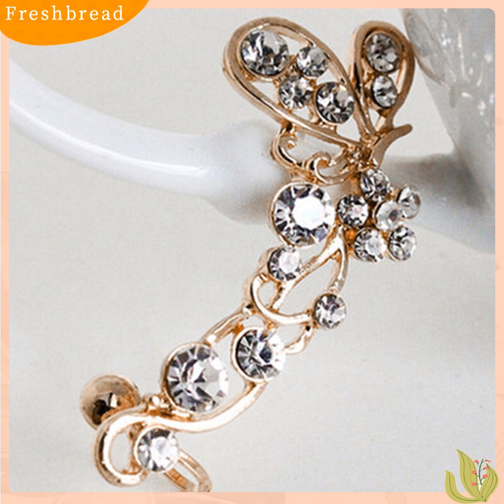 &lt; Freshbread &gt; 1Pc Wanita Manis Berlian Imitasi Bertatahkan Kupu-Kupu Kanan Telinga Manset Stud Earrings Jewelry