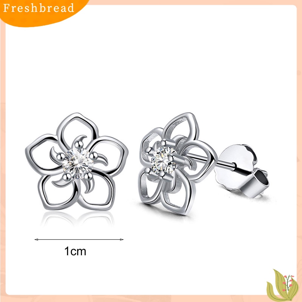 &lt; Freshbread &gt; 1pasang Anting Tusuk Bentuk Bunga Rhinestones Perhiasan Fashion Penampilan Giwang Telinga Gaya Korea Untuk Pakaian Sehari-Hari