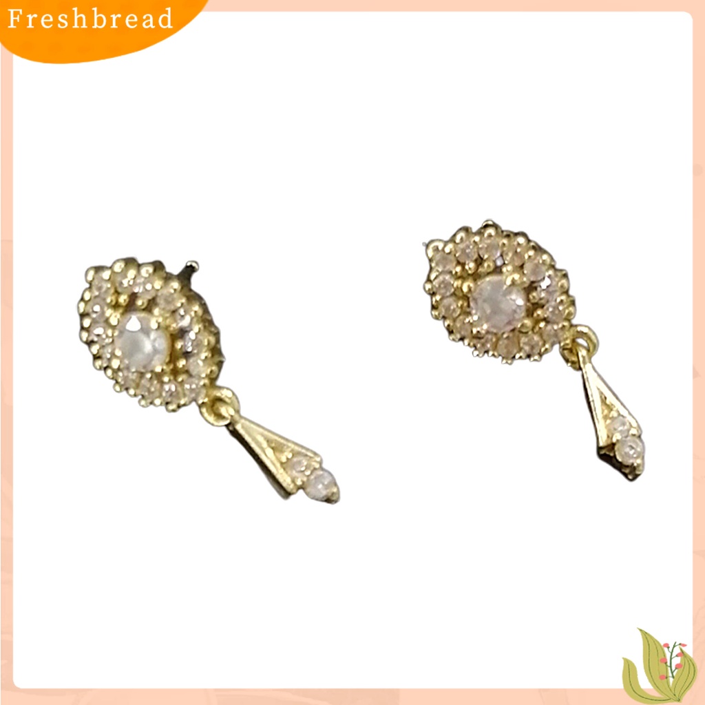 &lt; Freshbread &gt; 1pasang Oval Zirconia Kubik Wanita Anting Hadiah Rumbai Chic Telinga Studs Klasik Perhiasan