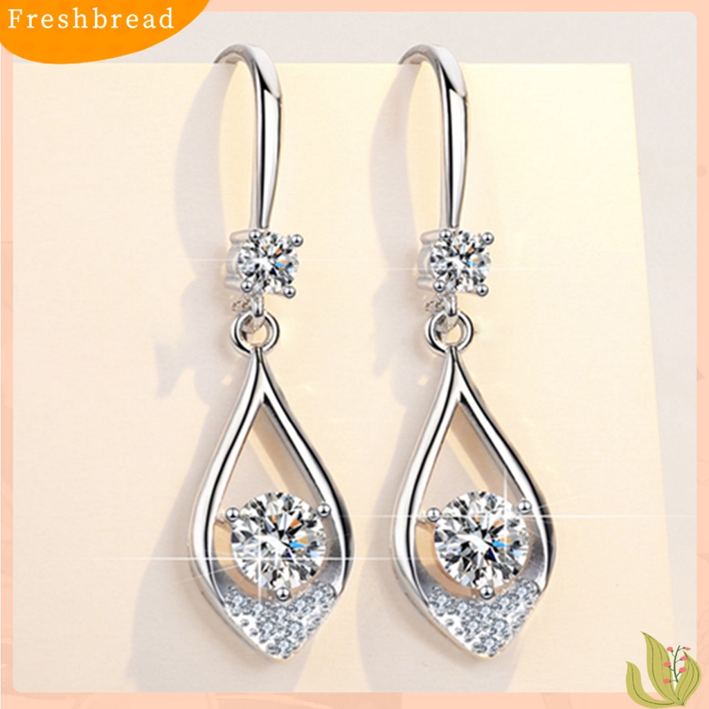 &lt; Freshbread &gt; Fashion Wanita Lucu Tetesan Air Berlian Imitasi Anti-Alergi Kait Anting Eardrop