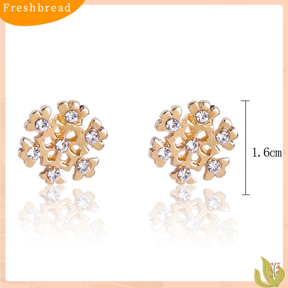 < Freshbread > Wanita Natal Snowflake Santa Claus Berlian Imitasi Bertatahkan Stud Anting Hadiah Xmas