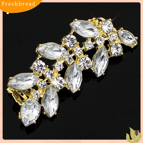 &lt; Freshbread &gt; Wanita Gaya Punk Kristal Berlian Imitasi Daun Telinga Klip Manset Anting Perhiasan Charms