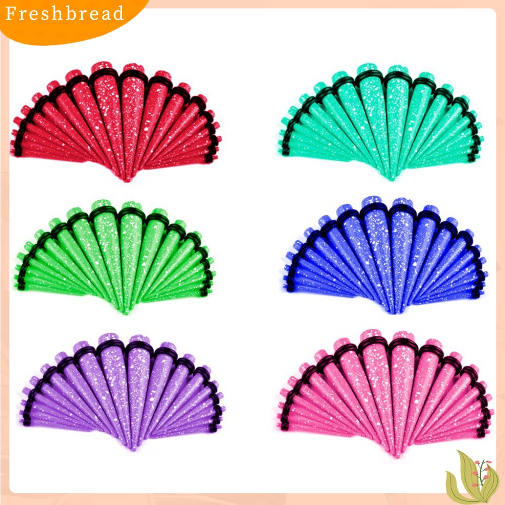 &lt; Freshbread &gt; 18Pcs Unisex Acrylic Gauge Ear Stretcher Taper Expander Spike Piercing Perhiasan