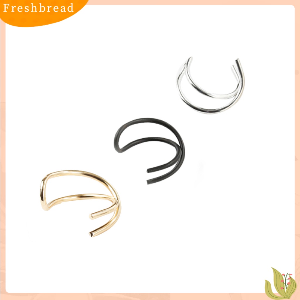 &lt; Freshbread &gt; 1pc Klip Telinga Gaya Simple Anting Elegan Lapisan Ganda Tanpa Tindik Untuk Kehidupan Sehari-Hari