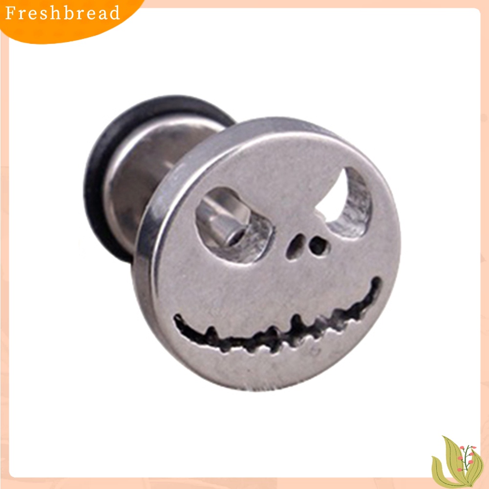 &lt; Freshbread &gt; 1Pc Pria Wanita Halloween Tengkorak Baja Titanium Ear Stud Earrings Piercing Perhiasan