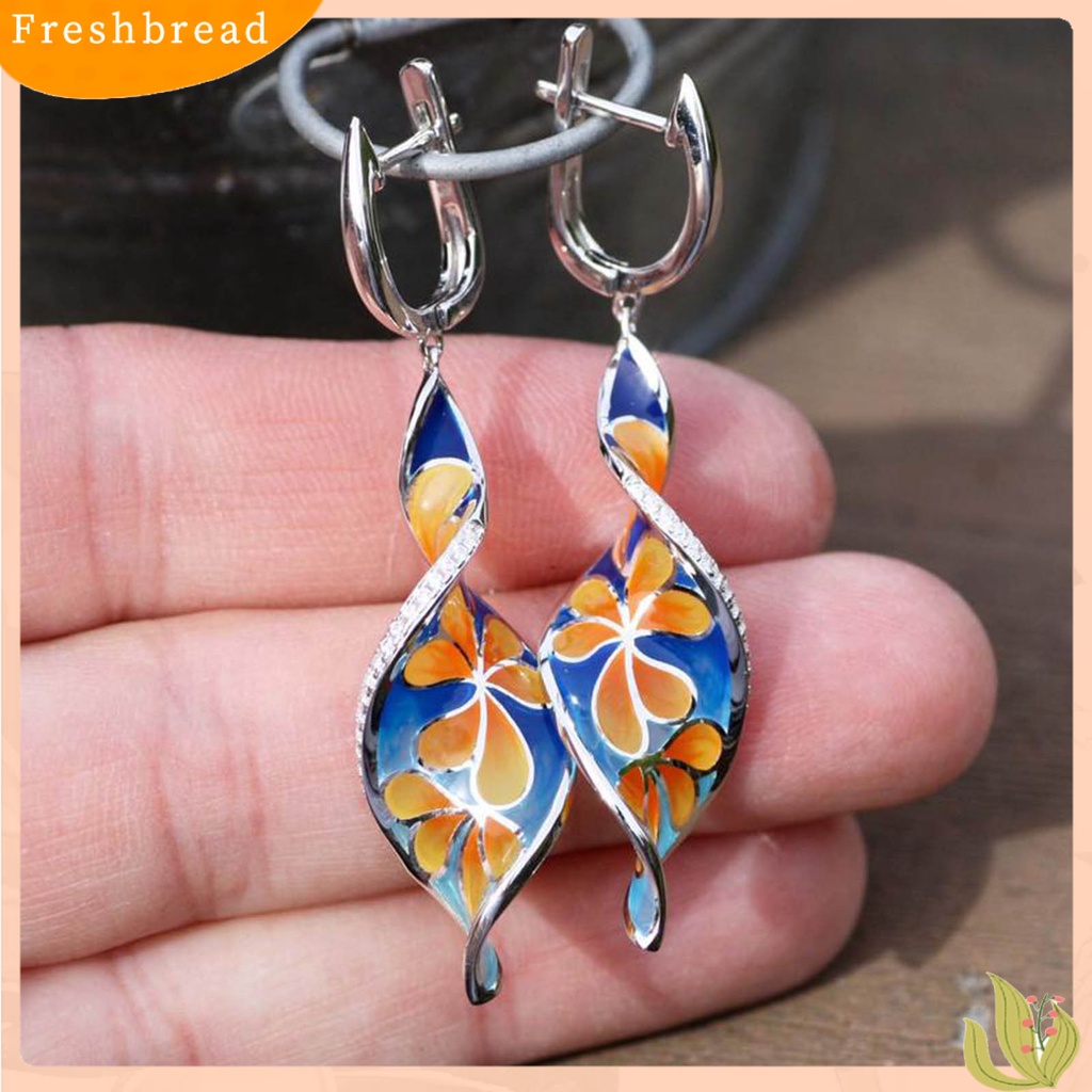 &lt; Freshbread &gt; 1pasang Anting Gesper Telinga Bentuk Spiral Lukisan Enamel Vintage Tahan Lama Fahsion Penampilan Anting Menjuntai Untuk Perjamuan