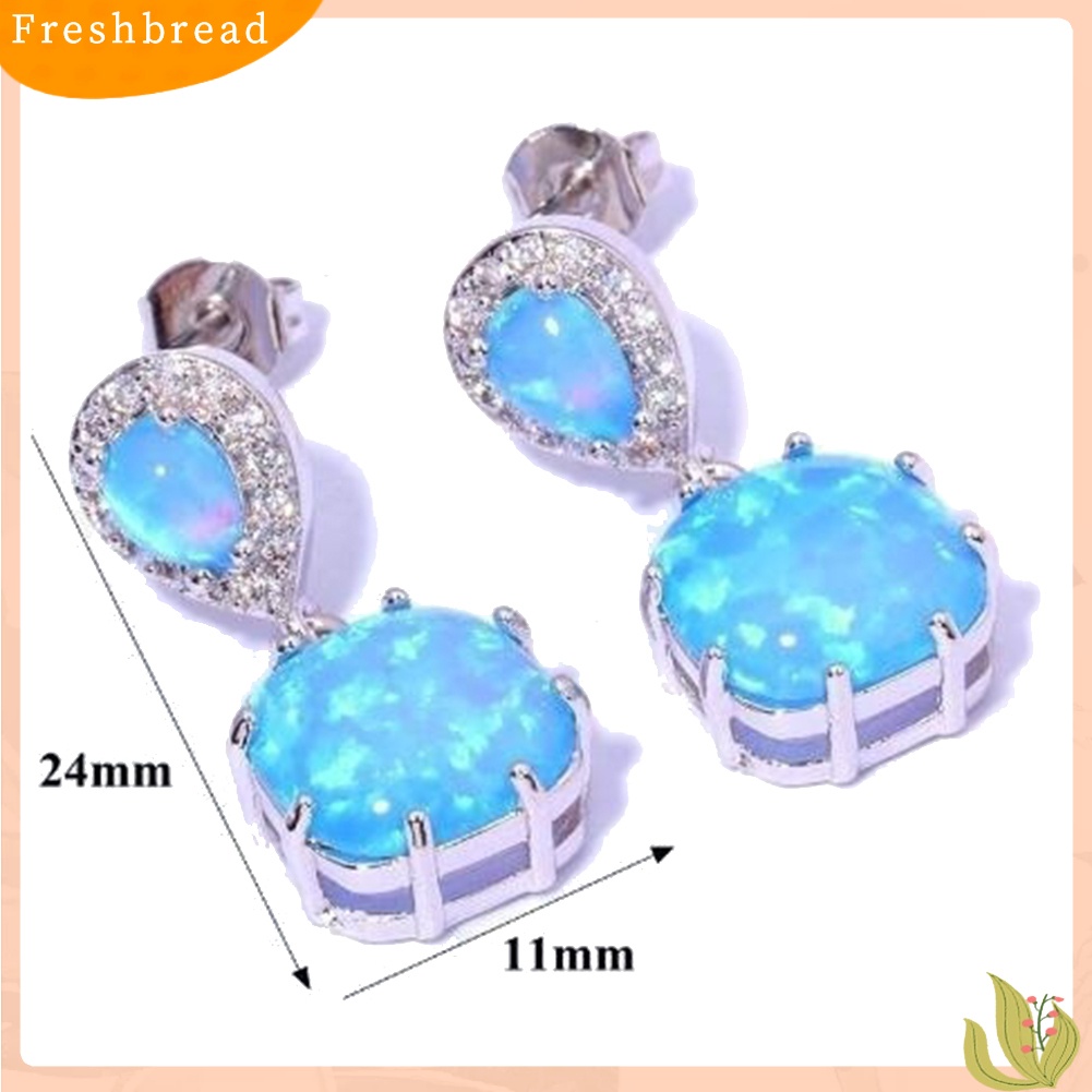 &lt; Freshbread &gt; Fashion Wanita Opal Hias Liontin Telinga Stud Earrings Pesta Perhiasan Aksesori