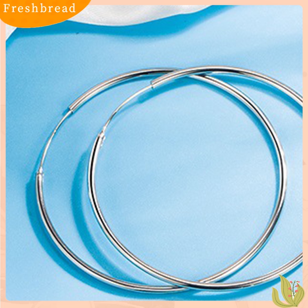 < Freshbread > 1pasang Cincin Telinga Elegan Menawan Berlebihan Permukaan Halus Lingkaran Besar Pengerjaan Halus Geometris Oversized Anting Hoop Besar Untuk Pacaran