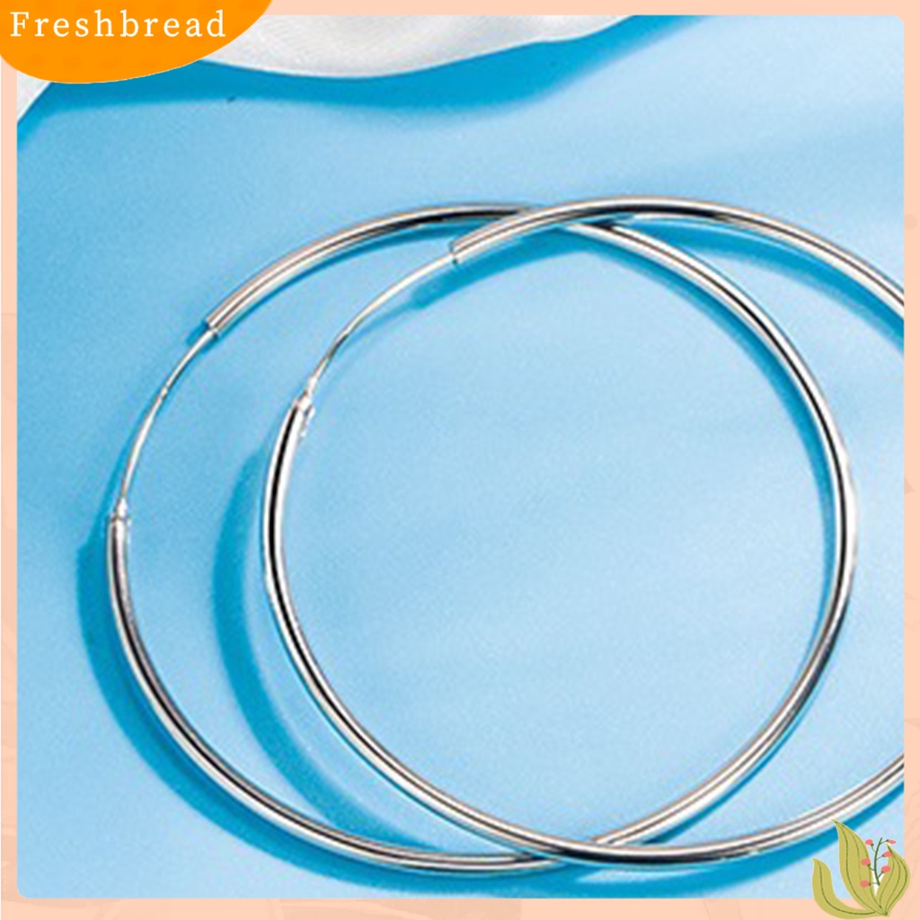 &lt; Freshbread &gt; 1pasang Cincin Telinga Elegan Menawan Berlebihan Permukaan Halus Lingkaran Besar Pengerjaan Halus Geometris Oversized Anting Hoop Besar Untuk Pacaran