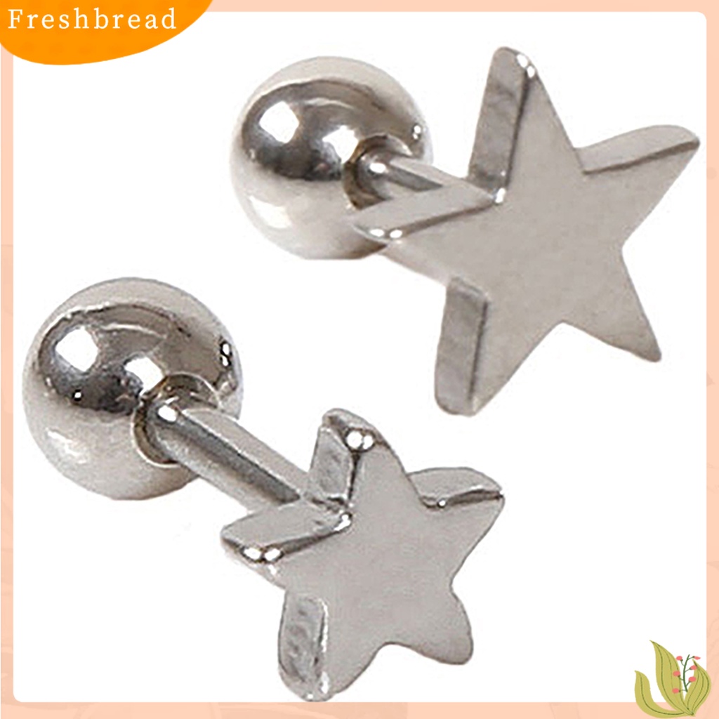 &lt; Freshbread &gt; 1pasang Charms Perhiasan Anting Stud Telinga Bahan Alloy Motif Pentagram Unisex Untuk Pesta