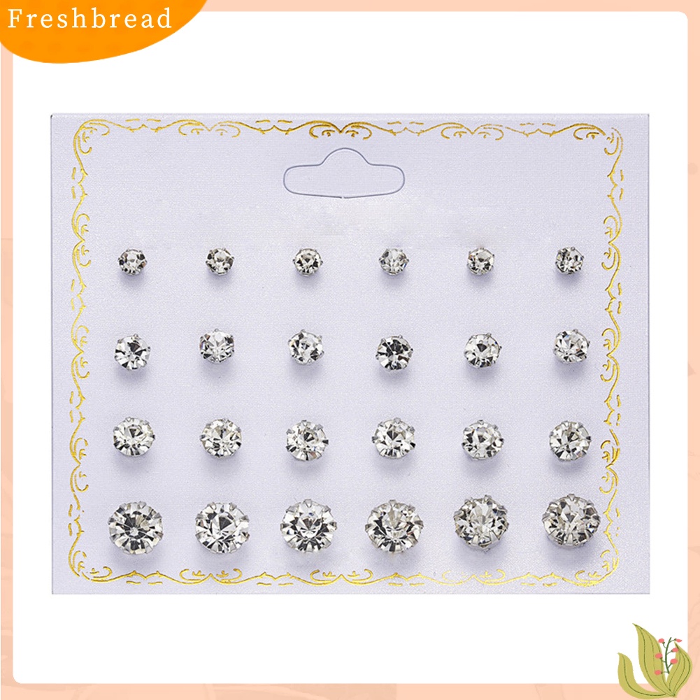 < Freshbread > 12pasang Fashion Wanita Zirkon Berlian Imitasi Hias Mutiara Imitasi Stud Earrings Jewelry