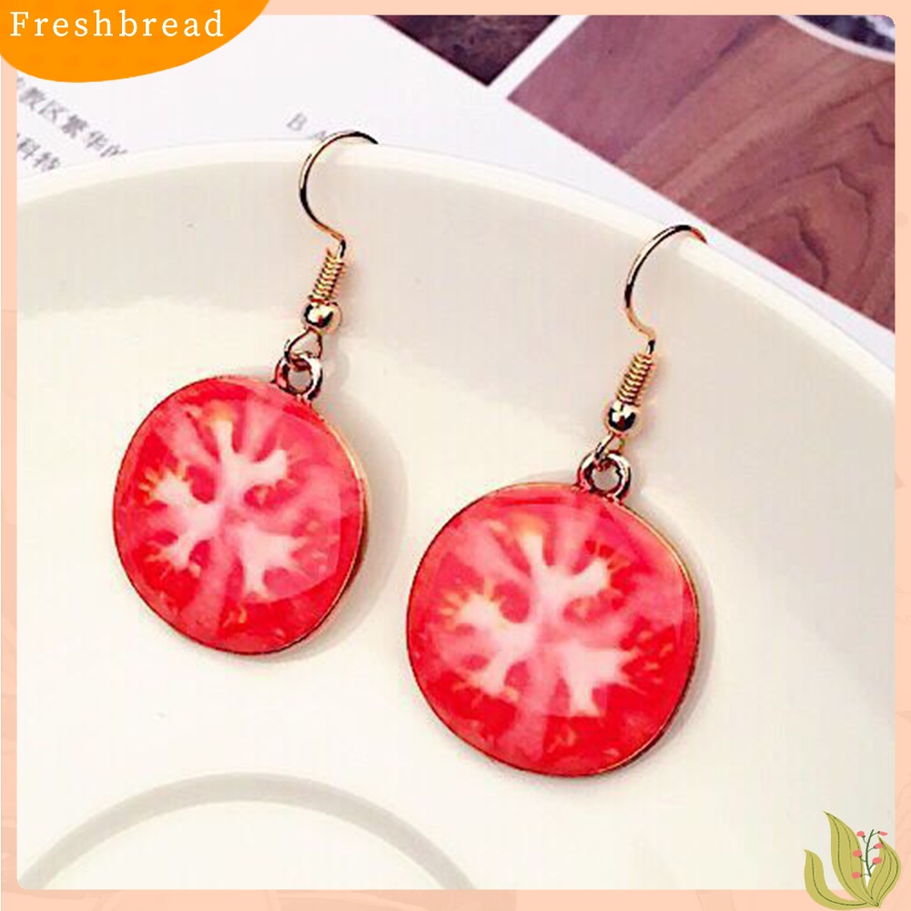 &lt; Freshbread &gt; Semangka Strawberry Orange Buah Lucu Liontin Wanita Kait Anting Perhiasan