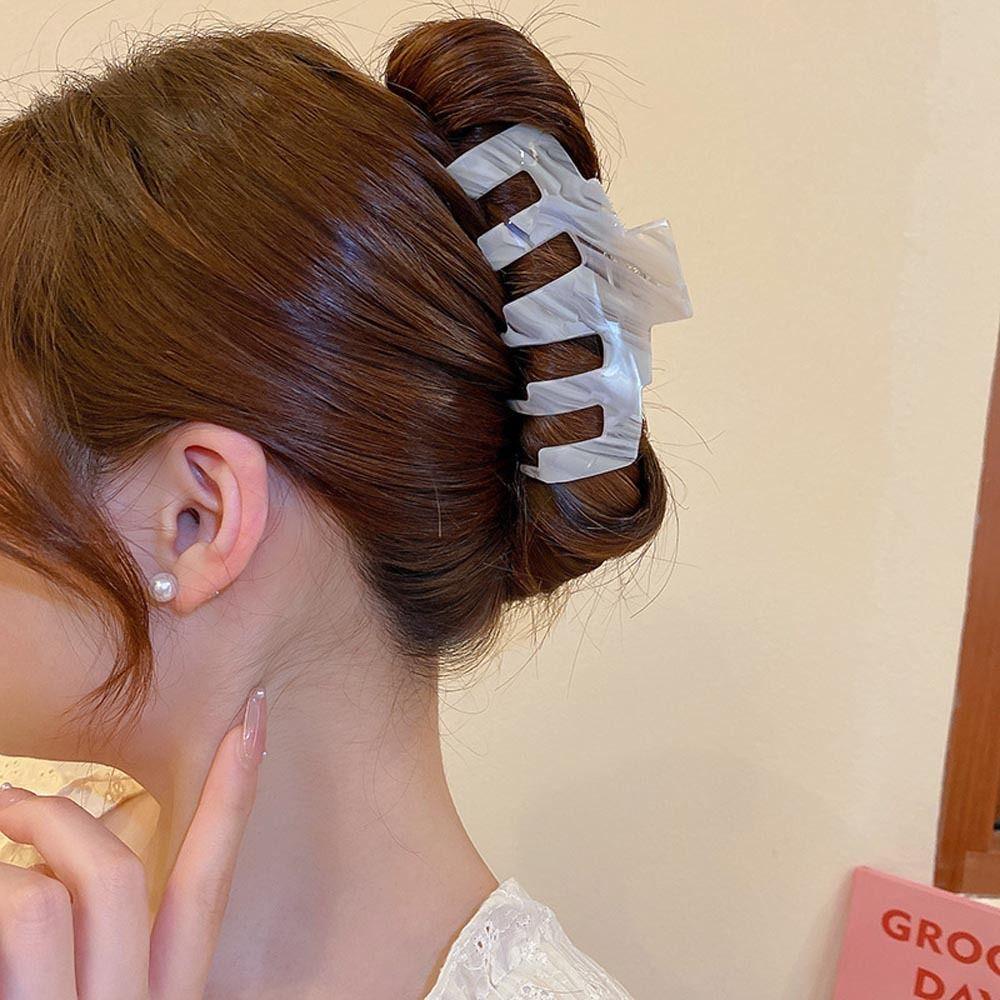NEEDWAY Asetat Rambut Cakar Ins Vintage Besar Hairgrip Hadiah Untuk Gadis Pesta Hiasan Kepala Fashion Hiasan Kepala Korea Hiu Klip